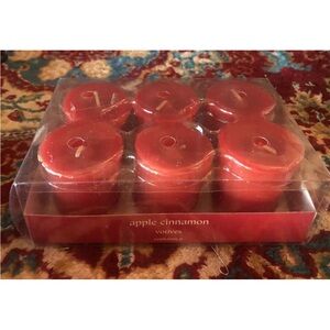 Set of 6 Pier 1 Votive Candle Apple Cinnamon Red Unused‎ Scented Retired